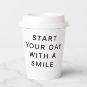 Papieren beker – Begin je dag met een glimlach (Achterkant)