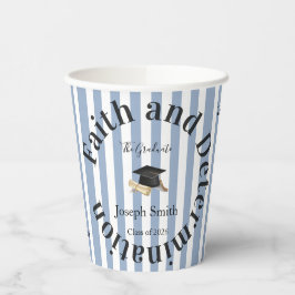 Papieren Beker Blauw & Wit Streep Afgestudeerd 202