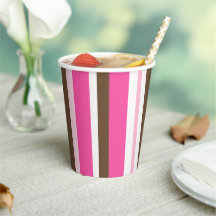 Papieren beker bruin & roze streep