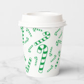 Papieren beker - Candy Canes in groen (Achterkant)