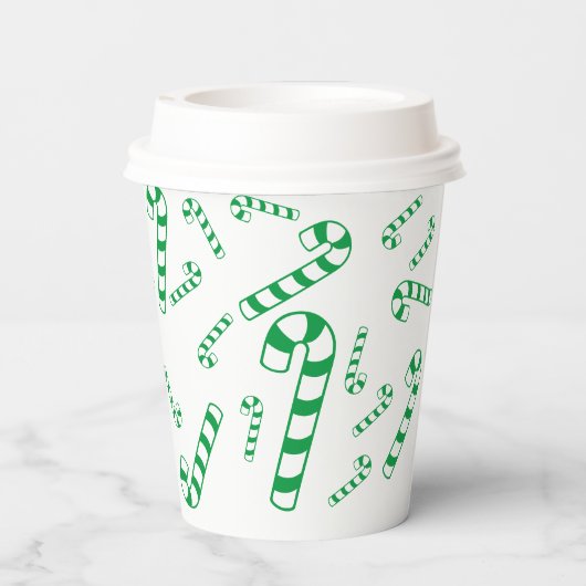 Papieren beker - Candy Canes in groen (Achterkant)