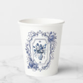 Papieren beker Delfts Blauw Bloemen Feest Servies (Voorkant)