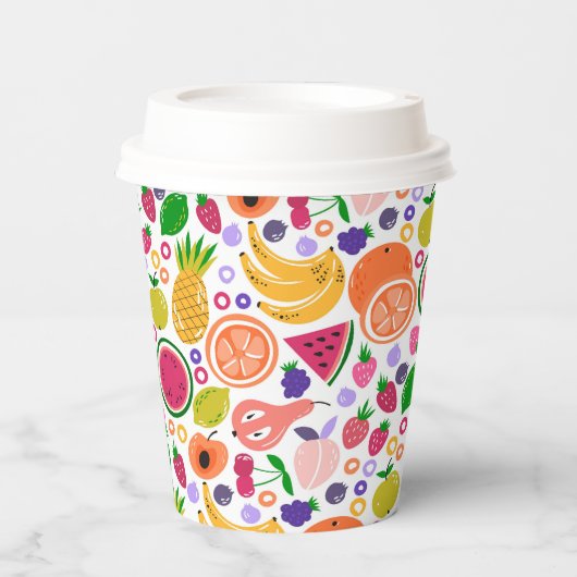 Papieren beker fruit achtergrond (Voorkant)
