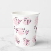 Papieren Beker Gelukkig Valentijnsdag Roze Streep (Voorkant)