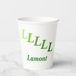 Papieren beker - getrapte Initialen, naam in groen