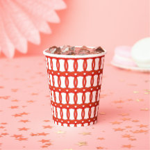 Papieren beker - geweven ringen in rood