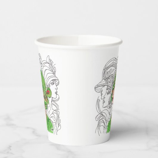 Papieren Beker Groene Flapper Meisje (Links)