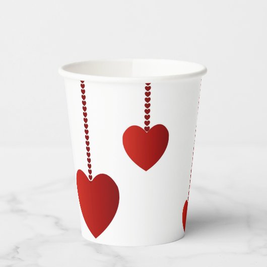 Papieren beker Happy Valentine's Day Red Hearts (Links)