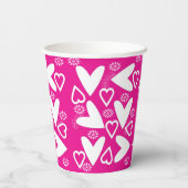 Papieren beker Happy Valentine's Day White Hearts (Achterkant)