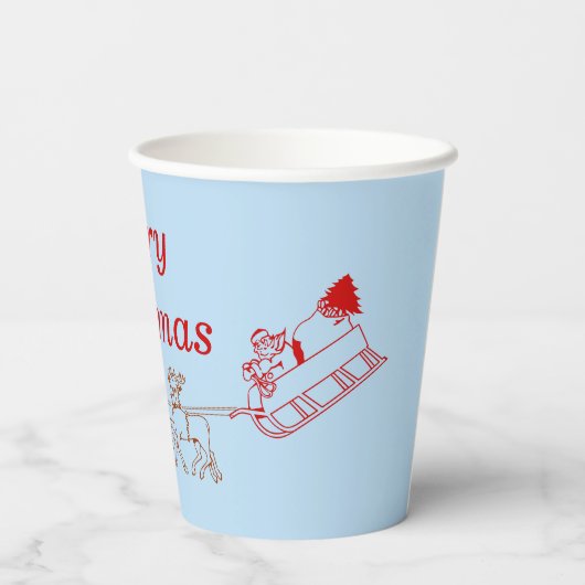 Papieren beker - Kerstman en slee (Achterkant)