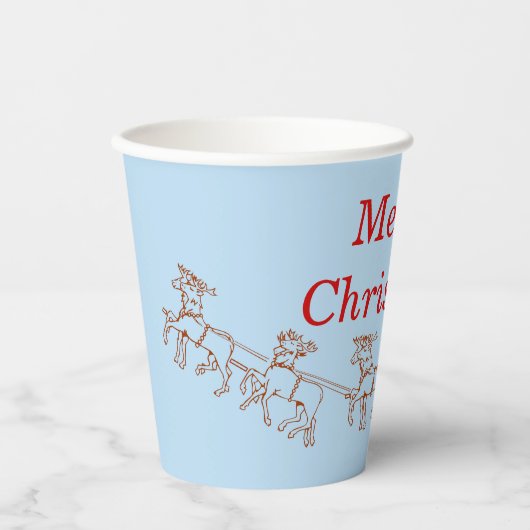 Papieren beker - Kerstman en slee (Voorkant)