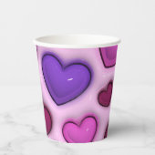 Papieren beker met 3D glanzende harten (Voorkant)