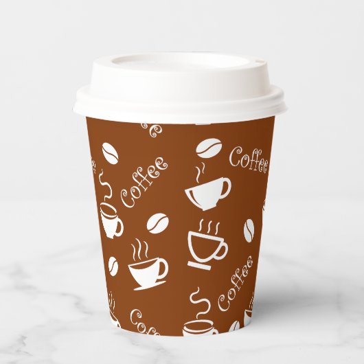 Papieren beker met koffiepatroon (Voorkant)