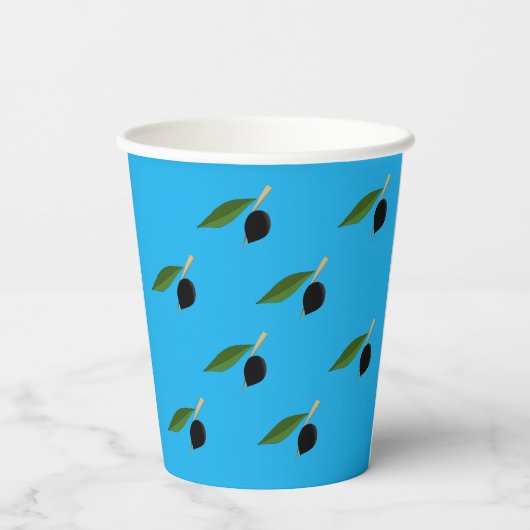 Papieren beker met olijfthema (Achterkant)