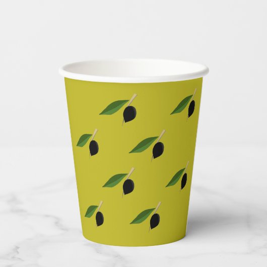 Papieren beker met olijfthema (Achterkant)