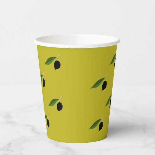 Papieren beker met olijfthema (Links)