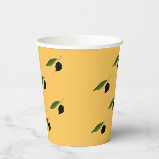 Papieren beker met olijfthema (Links)