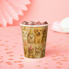 Papieren beker met schattige baby dieren.