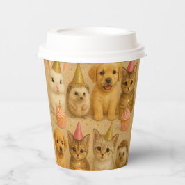 Papieren beker met schattige baby dieren.