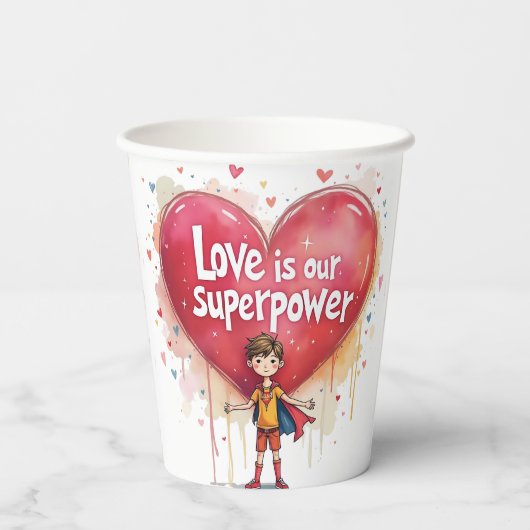 Papieren beker met Valentijnsdag ontwerp (Achterkant)