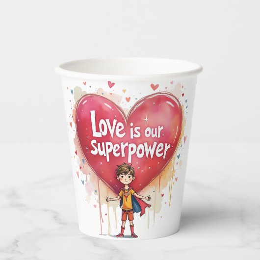 Papieren beker met Valentijnsdag ontwerp (Voorkant)