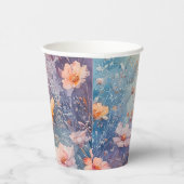 Papieren beker met Waterverf Bloemen + Namen + Dat (Rechts)