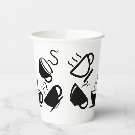 Papieren beker met zwarte beker afbeeldingen (Links)