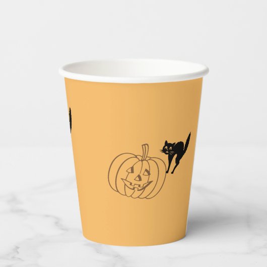 Papieren beker - Pompoen en Zwarte Kat (Achterkant)