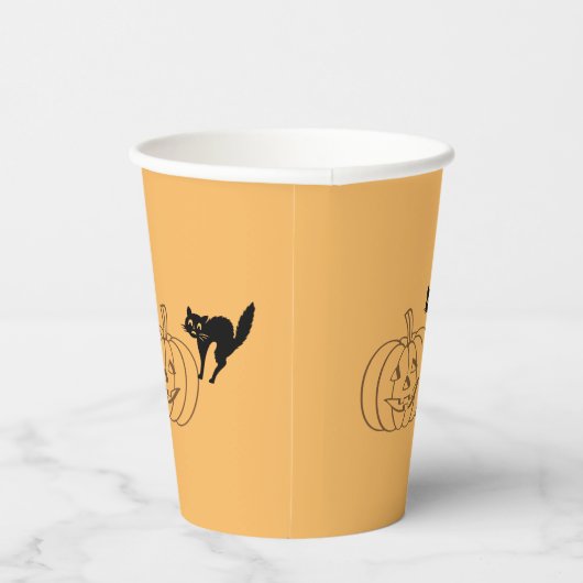 Papieren beker - Pompoen en Zwarte Kat (Rechts)