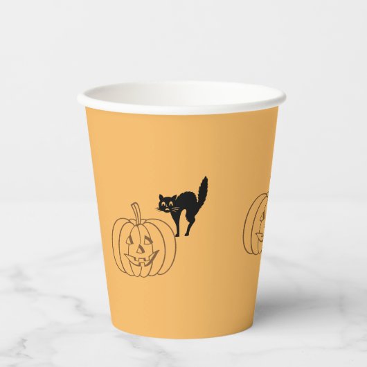 Papieren beker - Pompoen en Zwarte Kat (Voorkant)