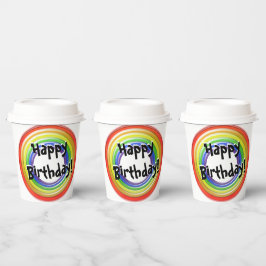 Papieren beker - regenboog gekleurde cirkels
