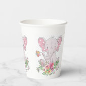 Papieren beker roze olifant Bloemen (Achterkant)