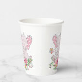 Papieren beker roze olifant Bloemen (Rechts)