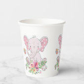 Papieren beker roze olifant Bloemen (Voorkant)
