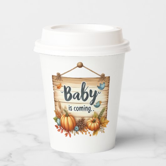 Papieren beker Rustieke Herfst Baby shower Cups –  (Voorkant)