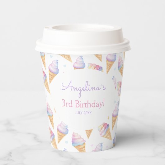 Papieren beker verjaardag met heerlijk ijs. (Achterkant)