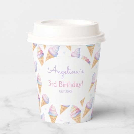 Papieren beker verjaardag met heerlijk ijs. (Voorkant)