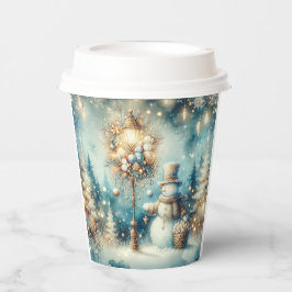Papieren beker-Vintage Kerstmis Sneeuwman Bekers