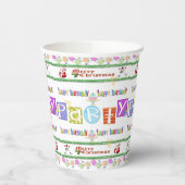 Papieren beker Vrolijk Kerstfeest Gelukkige Verjaa (Links)