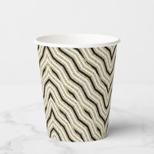 Papieren beker zwart goud & witte streep (Achterkant)