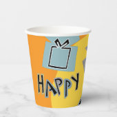 Papieren bekers "Chanoeka Happy Glitzy Art" 8 oz. (Voorkant)