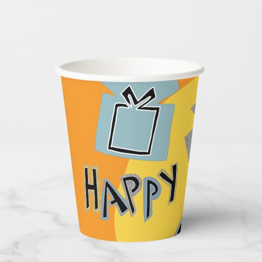 Papieren bekers "Chanoeka Happy Glitzy Art" 8 oz. (Voorkant)