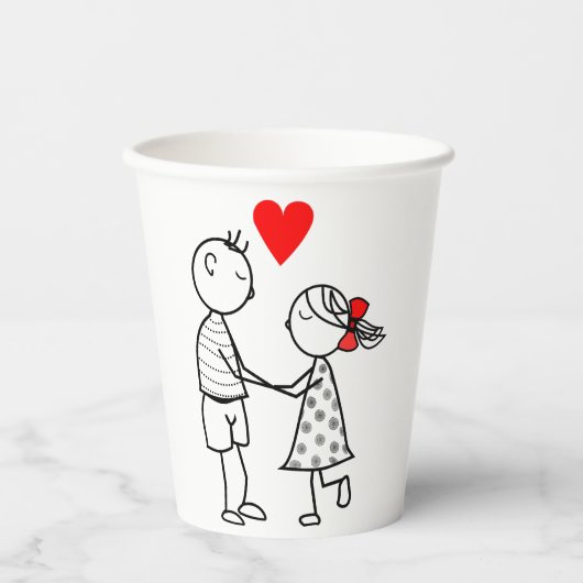 Papieren bekers met romantisch paar (Voorkant)