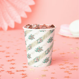 Papieren bekers met vintage rozenpatroon