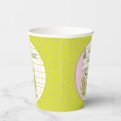 Papieren bekers "Roze/Groene Uil" 8 oz. (Rechts)