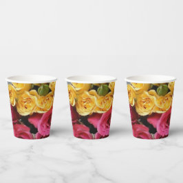 Papieren bekers Rozen Geel en Roze