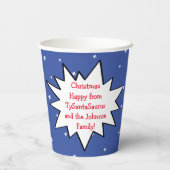 Papieren bekers "TySantaSaurus Rex" 8 oz. (Achterkant)