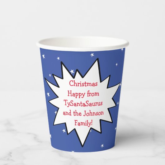 Papieren bekers "TySantaSaurus Rex" 8 oz. (Achterkant)