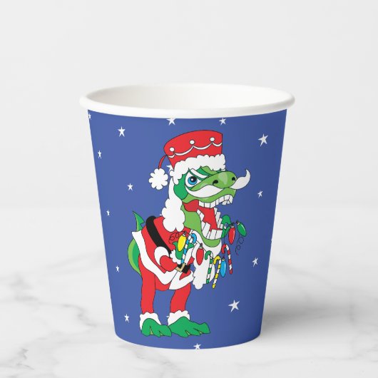 Papieren bekers "TySantaSaurus Rex" 8 oz. (Voorkant)