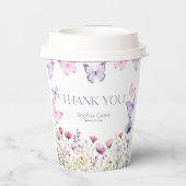 Papieren bekers Vlinder roze en paars  (Achterkant)